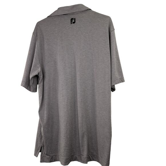 Fj FootJoy Men's Grey & Black Striped Performance Golf Polo Branded Size Large - Picture 4 of 6